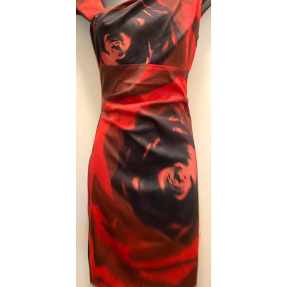 Printed red and black sheath dress XS - Picture 2 of 4